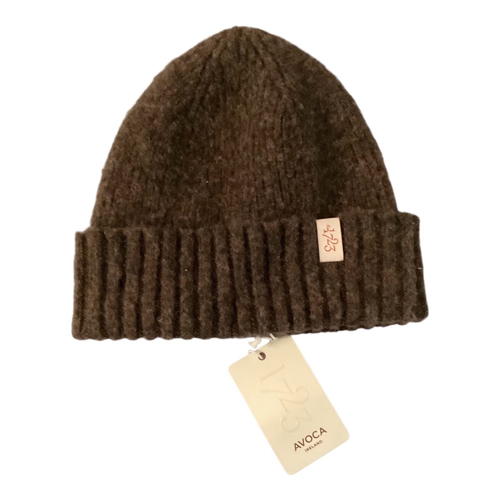Avoca Ireland Brushed Rona Hat Cocoa Brown 100% Wool Beanie Made in Scotland NEW